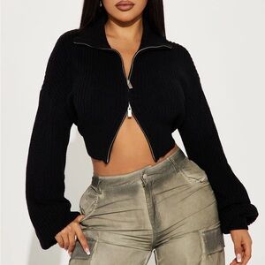 Fashion Nova Black Women's Cropped Sweater
